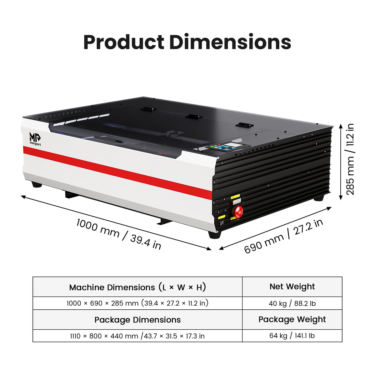 Monport Reno65 Pro Upgraded 65W Desktop CO2 Laser Engraver & Cutter (24" × 16") | Built-In Water Cooling, Magnetic Assisted Autofocus