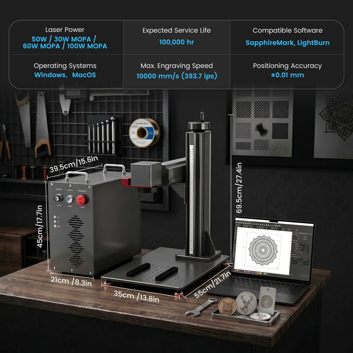 Monport GPro Vision 60W Split MOPA Fiber Laser Engraver & Marking Machine With 16MP Smart Vision & Auto Focus