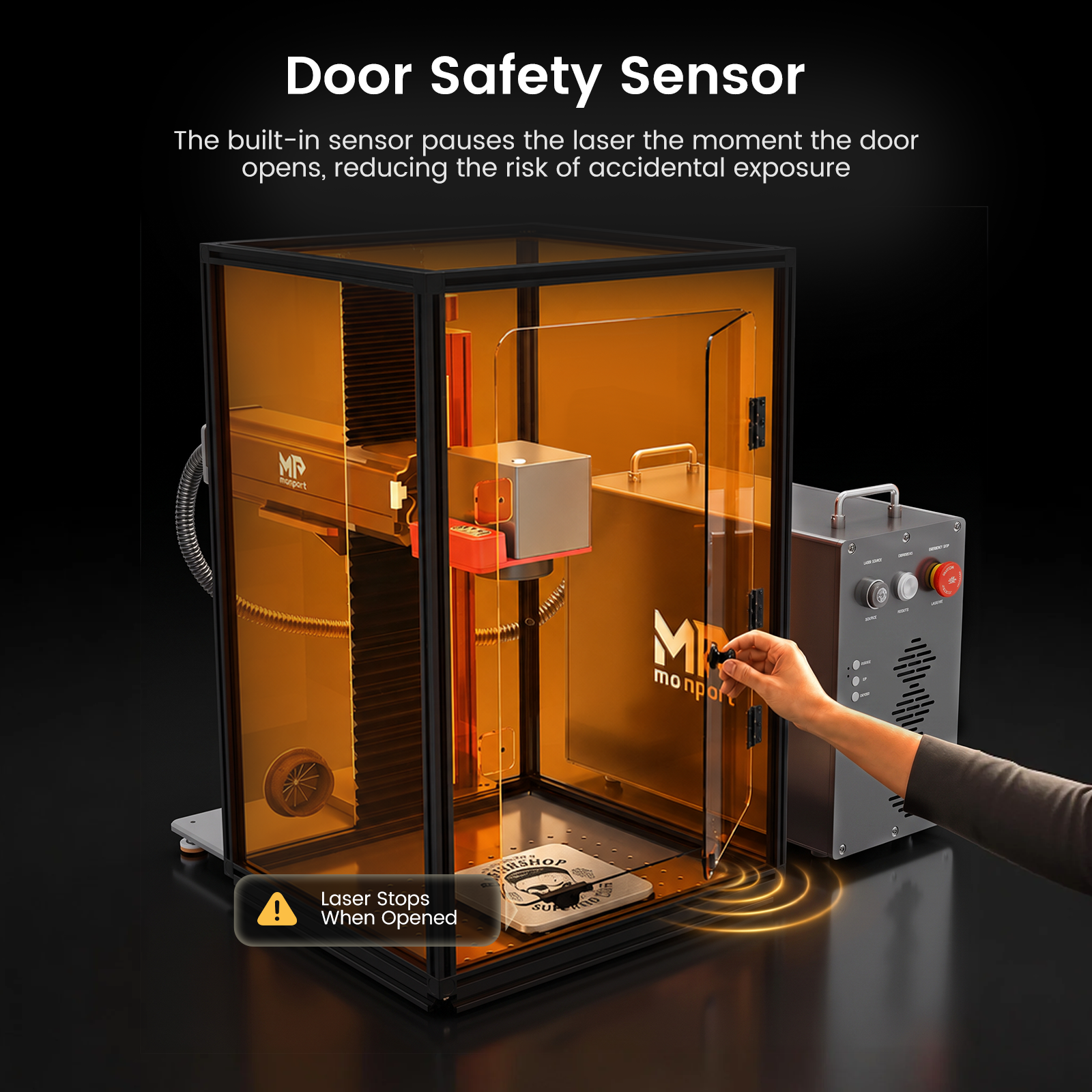 Monport Laser Engraver Enclosure for GQ, GPro And GT Fiber Laser (with Door Protection Switch)