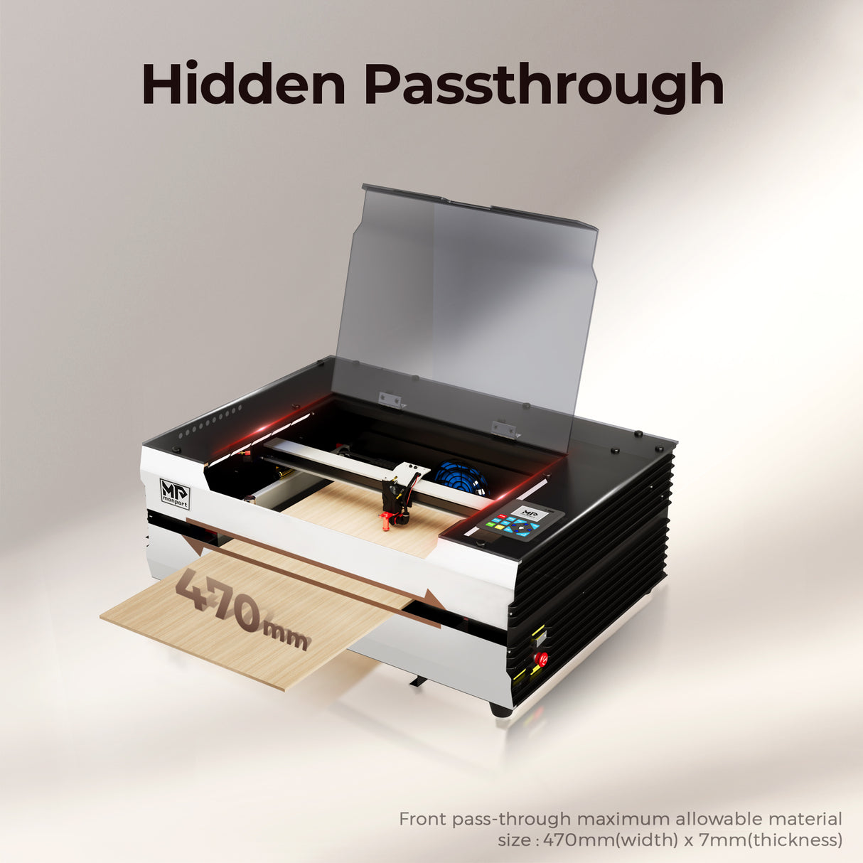 Monport Reno45 Pro 45W Desktop CO2 Laser Engraver & Cutter (16"X12") with Brand New Semi-Autofocus