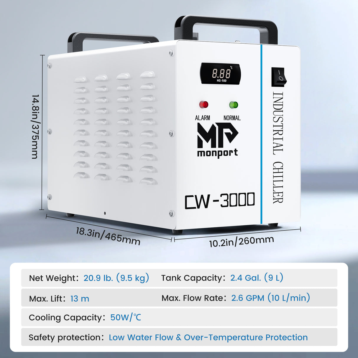 Monport 9L CW-3000 Water Cooling System for 30W-65W CO2 Laser Engraver