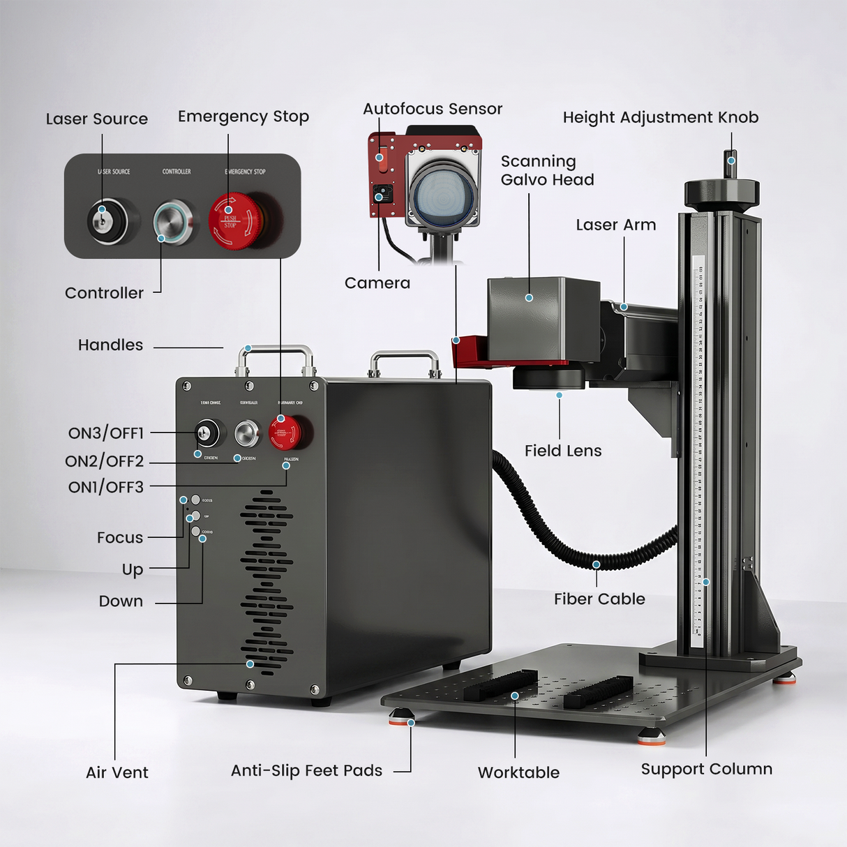 Monport GPro Vision 60W Split MOPA Fiber Laser Engraver & Marking Machine With 16MP Smart Vision & Auto Focus