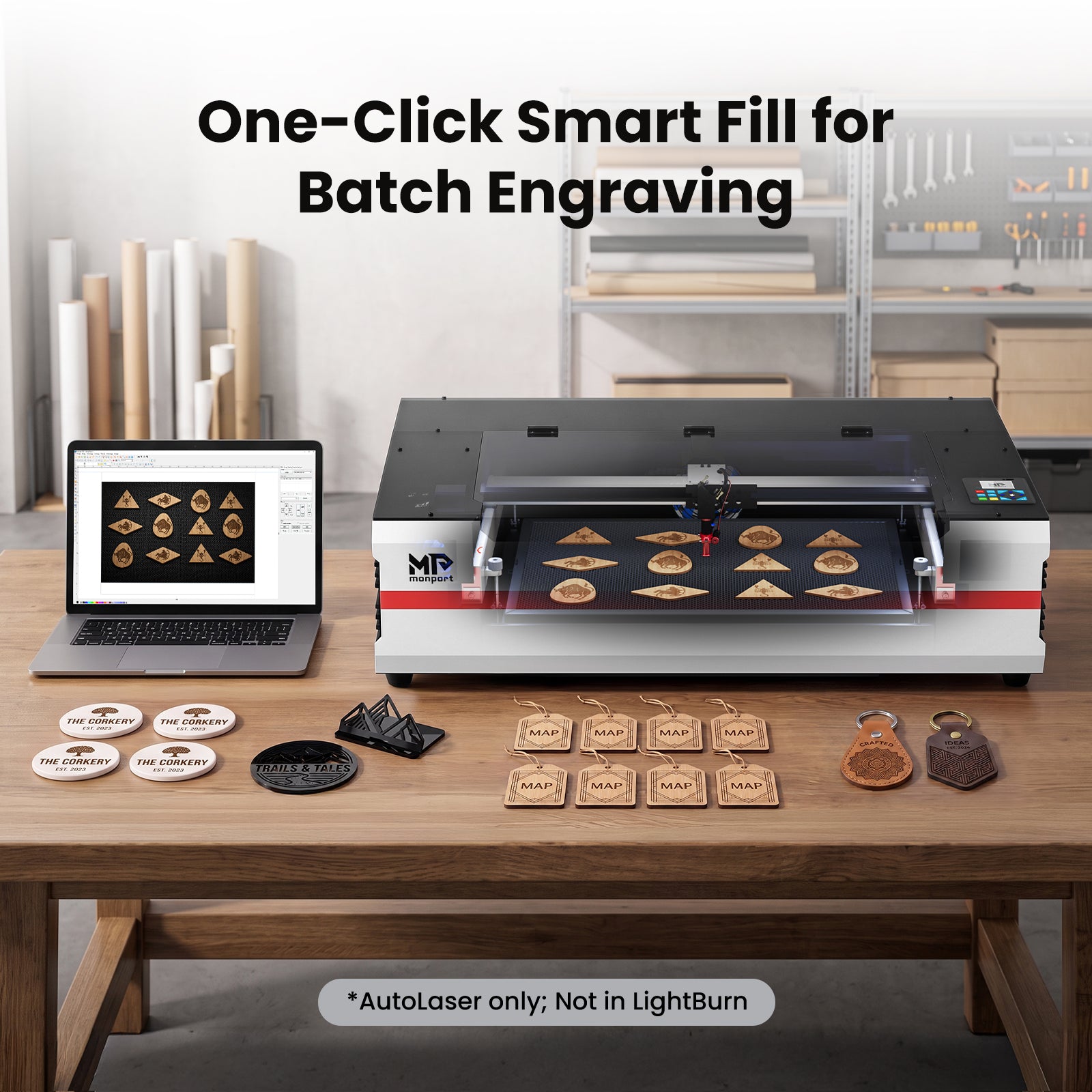 Monport Reno65 Pro Vision 65W Desktop CO2 Laser Engraver & Cutter (24
