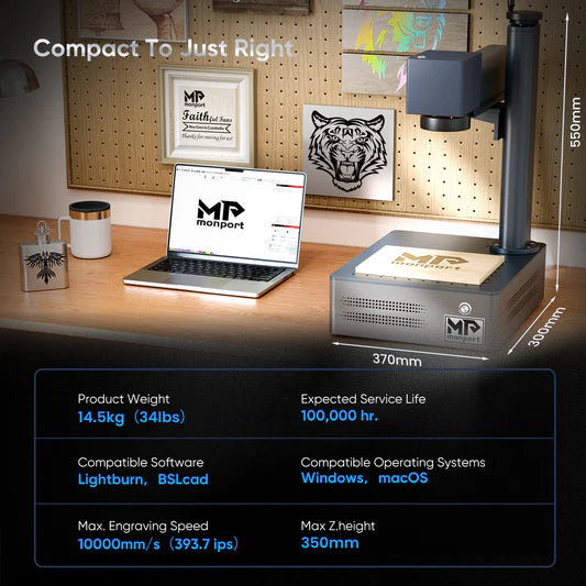 Monport GM 30W Integrated MOPA Fiber Laser Engraver & Marking Machine