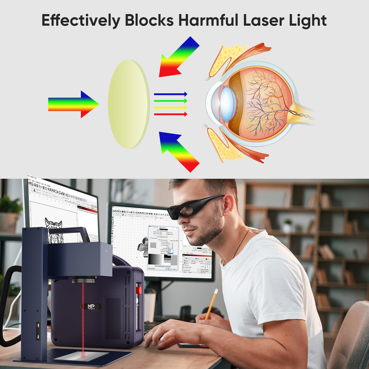 Fiber Laser Engravers Protective Glasses-1064nm-OD7