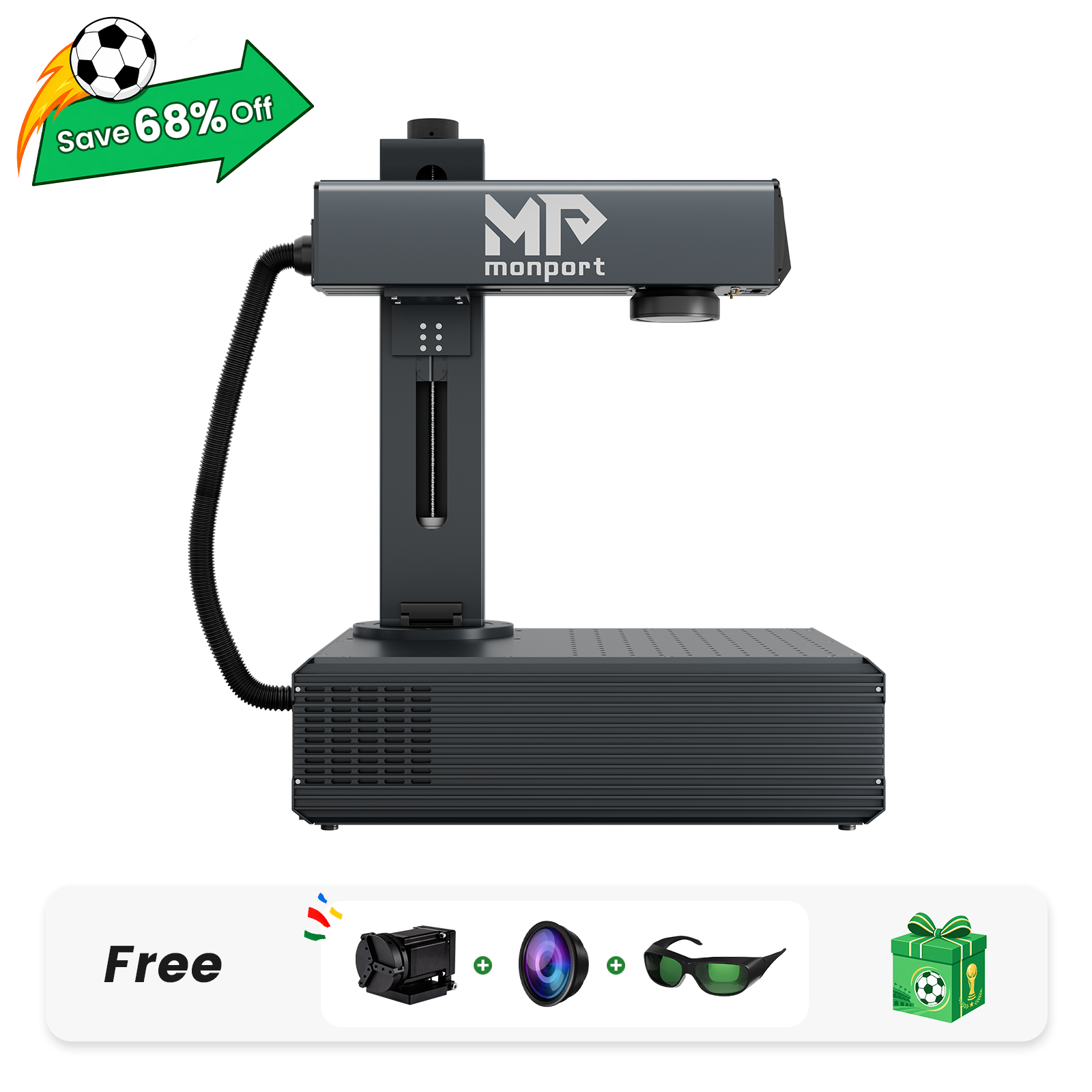 Monport GA 100W Upgraded Integrated MOPA Fiber Laser Engraver & Marking Machine with Auto Focus