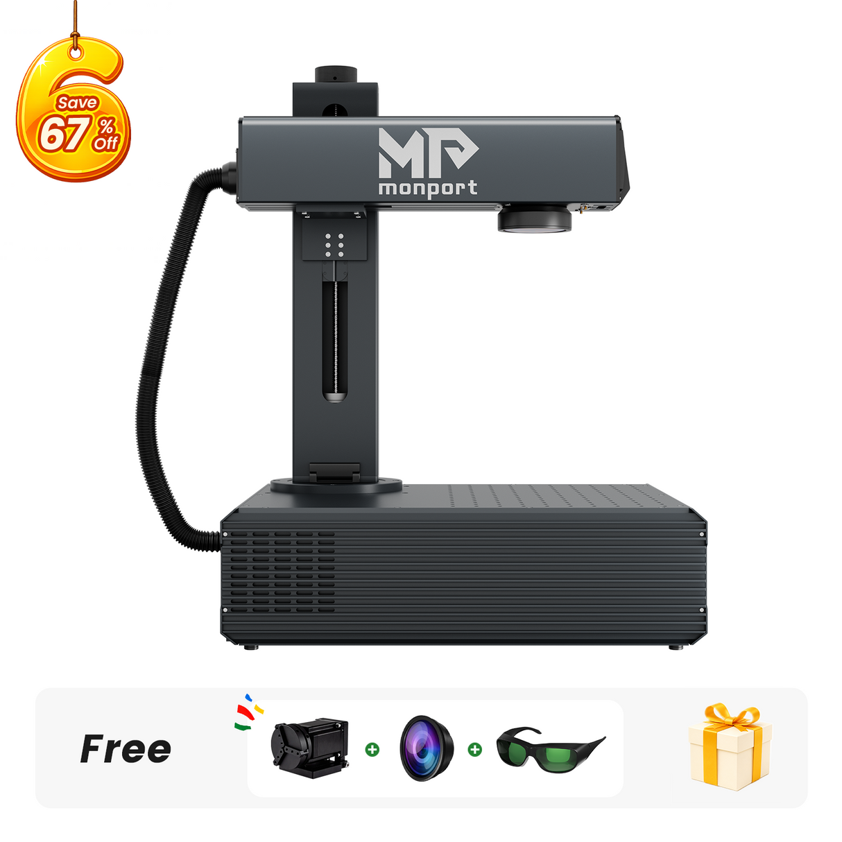 Monport GA 100W Upgraded Integrated MOPA Fiber Laser Engraver & Marking Machine with Auto Focus