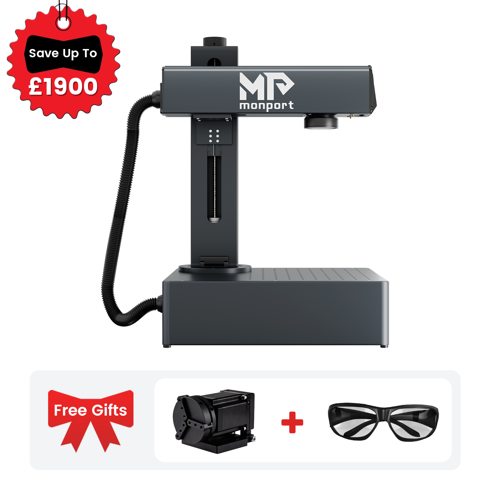 Monport GA 30W/60W/100W Upgraded Integrated MOPA Fiber Laser Engraver & Marking Machine with Auto Focus