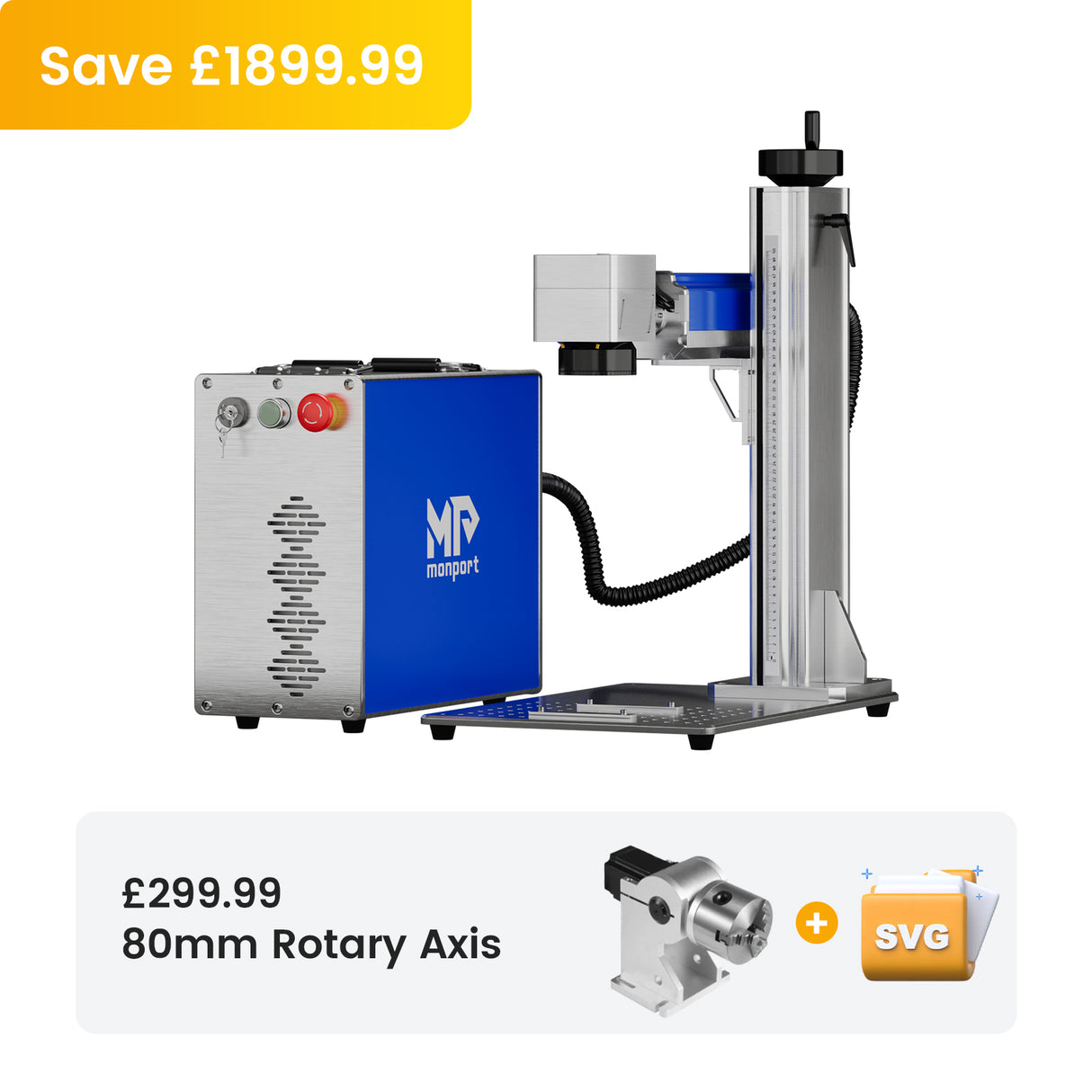 Monport 50W (7.9" x 7.9") Fiber Laser Engraver & Marking Machine with CE Approval