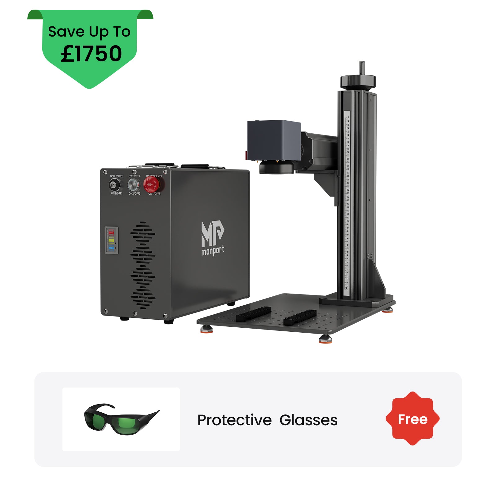 Monport GT 30W Split Fiber Laser Engraver & Marking Machine With AutoFocus (5.9” x 5.9”)