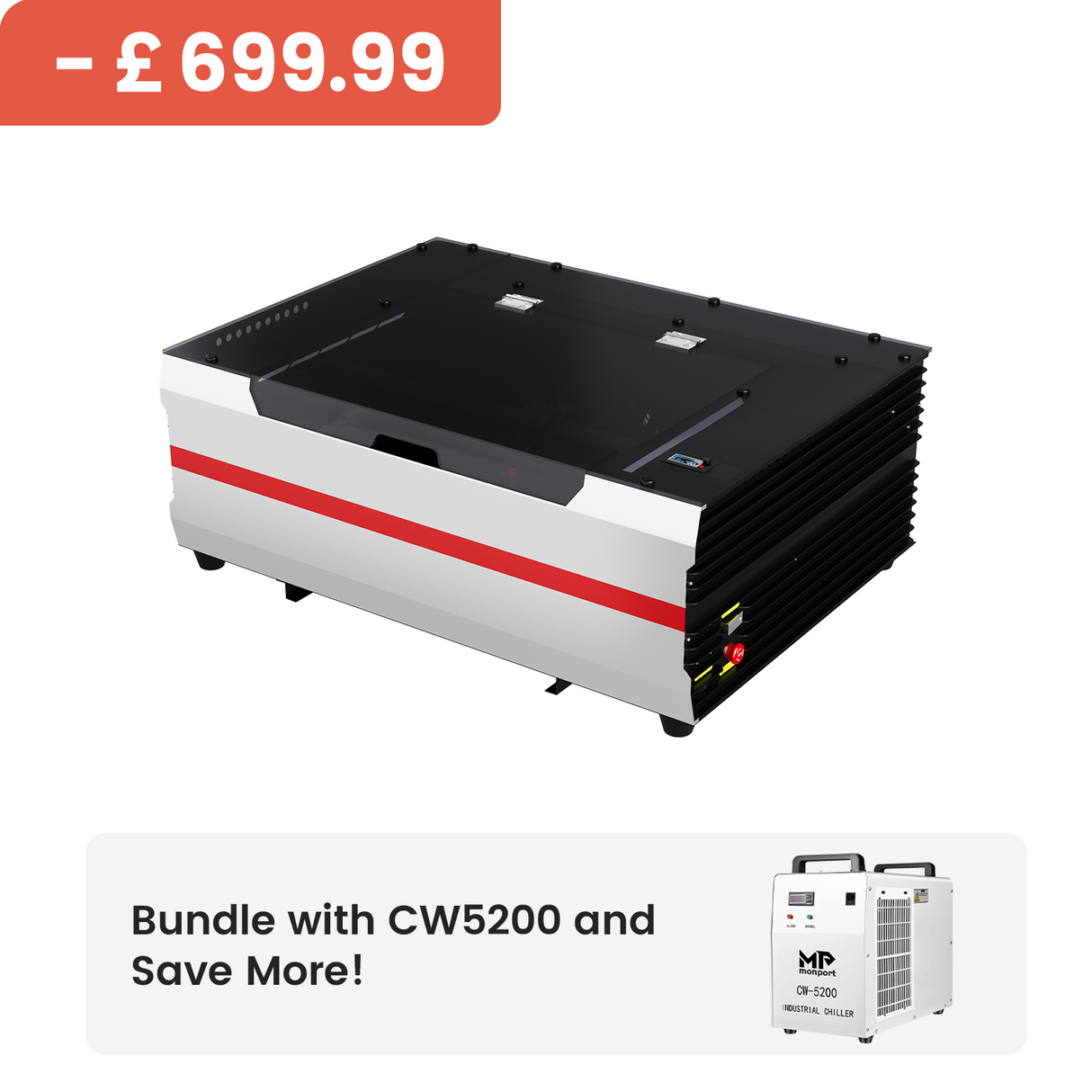 Monport Reno45 45W Desktop CO2 Laser Engraver & Cutter (16"X12") with Brand New Semi-Autofocus