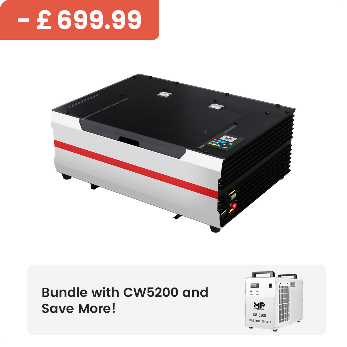 Monport Reno45 Pro 45W Desktop CO2 Laser Engraver & Cutter (16"X12") with Brand New Semi-Autofocus