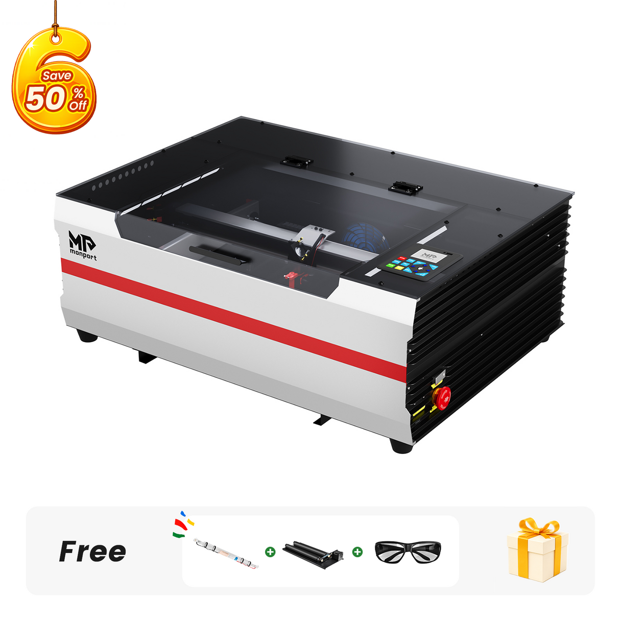 Monport Reno45 Pro 45W Desktop CO2 Laser Engraver and Cutter (16" x 12") with Brand New Assisted Autofocus