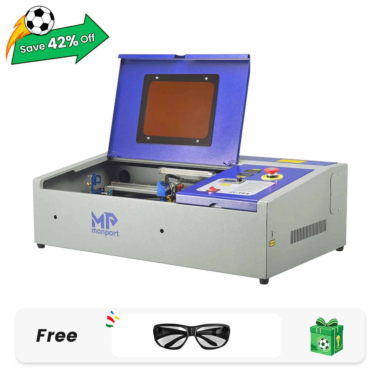 Monport 40W Pro Lightburn-ready (12" X 8") CO2 Laser Engraver & Cutter with CE Approval