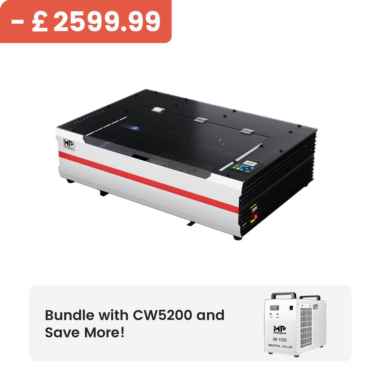 Monport Reno65 Pro 65W Desktop CO2 Laser Engraver & Cutter (24" X 16") with Brand New DSP Controller and Semi-Autofocus