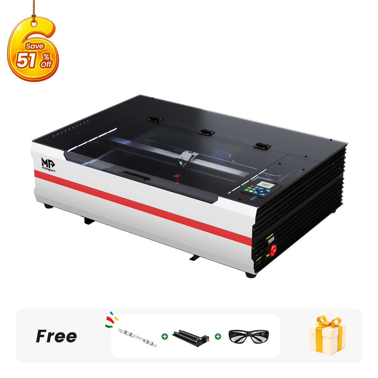 Monport Reno65 Pro 65W Desktop CO2 Laser Engraver & Cutter (24”X16”) with brand new DSP Controller and Assisted Autofocus