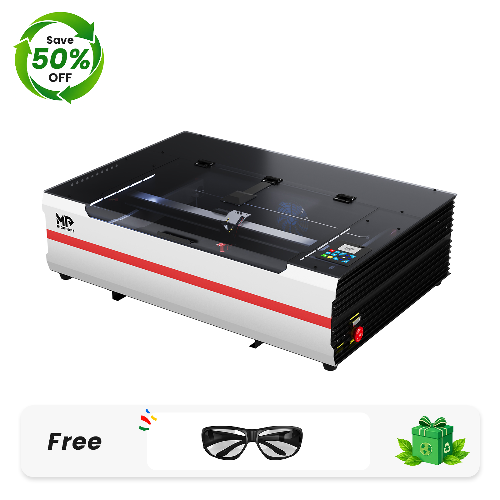 Monport Reno65 Pro Vision 65W Desktop CO2 Laser Engraver & Cutter (24