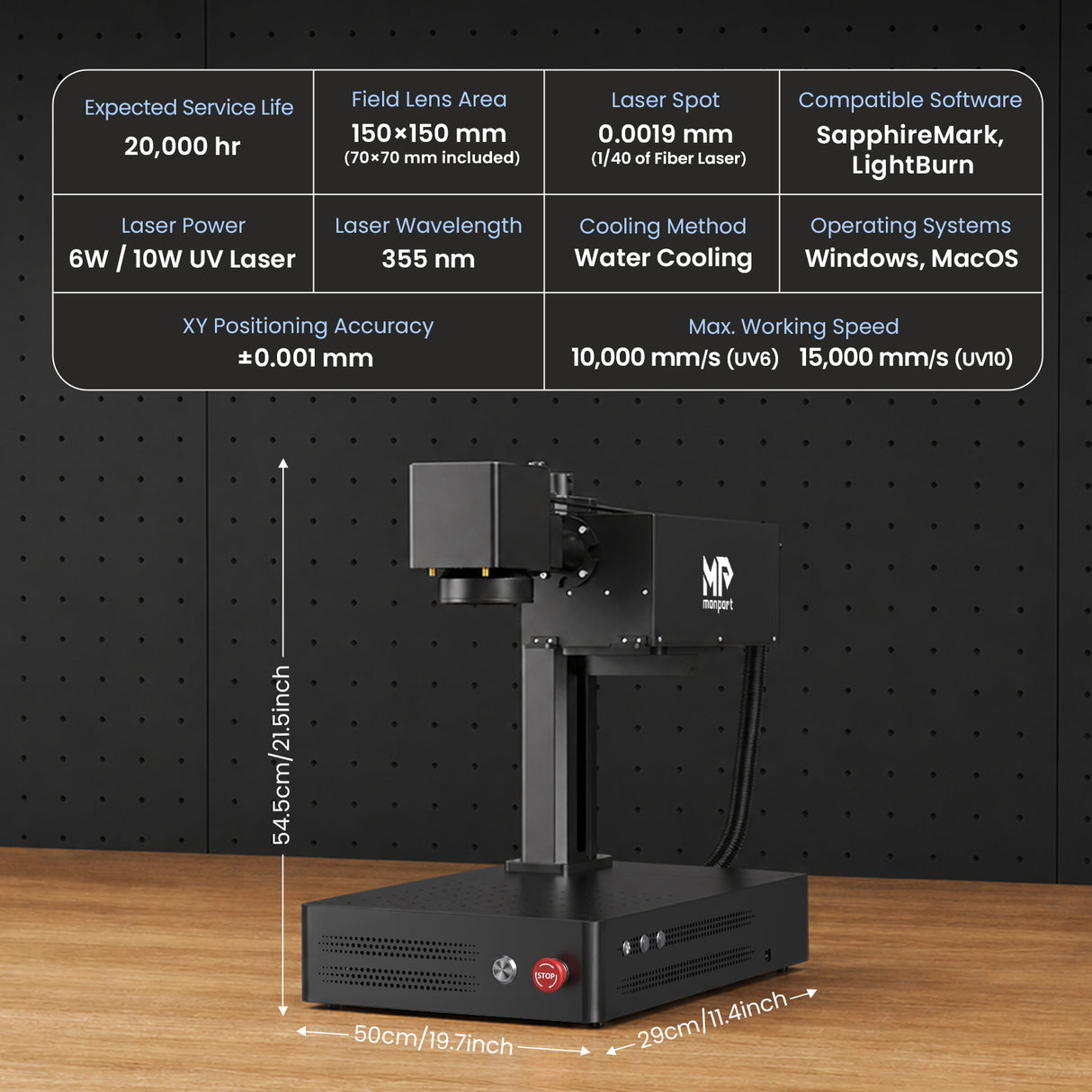 Monport UV Pro 6W UV Laser Engraver & Marking Machine | Supports Crystal 3D Subsurface Internal Engraving