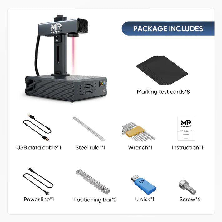 Monport GA 60W Upgraded Integrated MOPA Fiber Laser Engraver & Marking Machine with Auto Focus