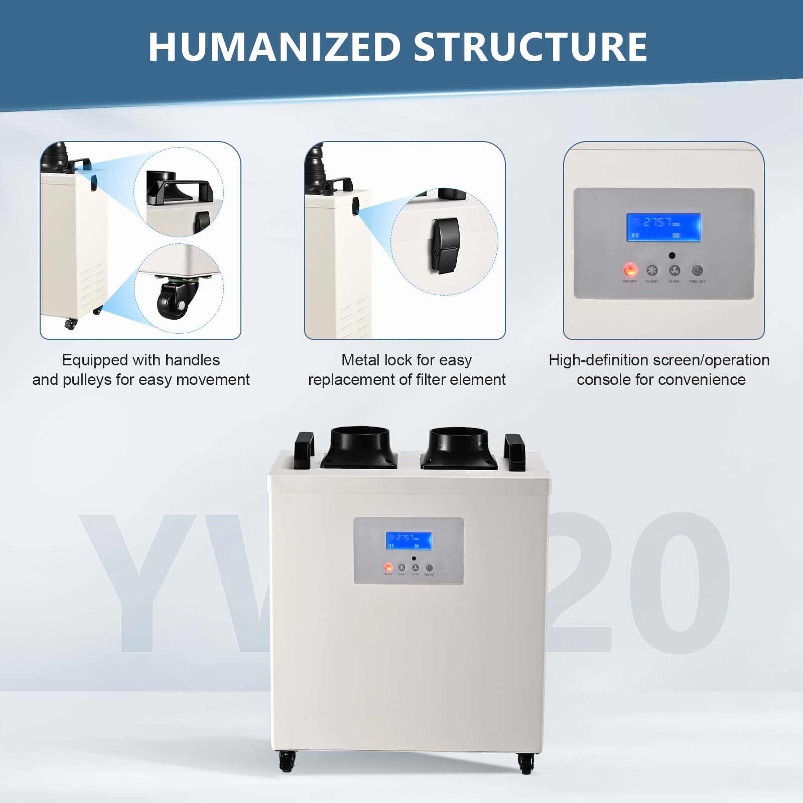 Monport 220W Dual-port Laser Fume Extractor with 3-Layer Filter for CO2 & fiber Laser Engraver