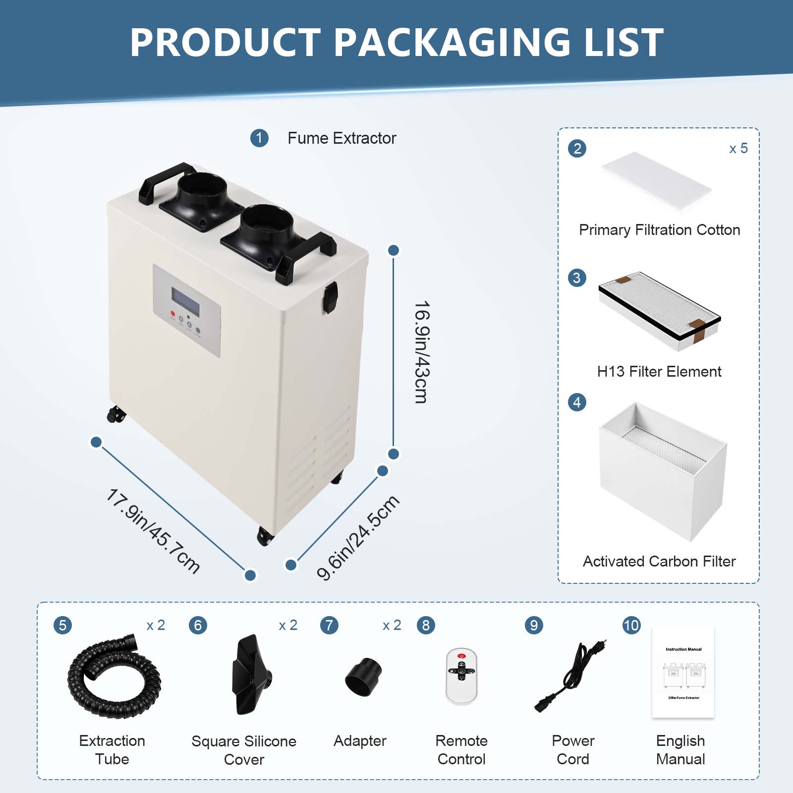 Monport 220W Dual-port Laser Fume Extractor with 3-Layer Filter for CO2 & fiber Laser Engraver