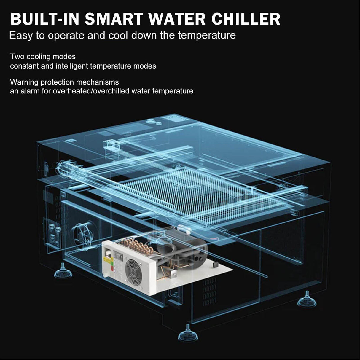 monport 80w built-in chiller co2 laser engraver  cool down the temperature