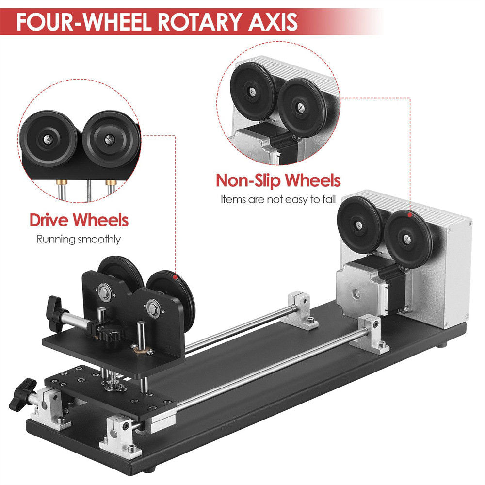 Monport 4-Wheel Rotary Axis with 360 Degree Rotation for 50W~150W CO2 Laser Engraver